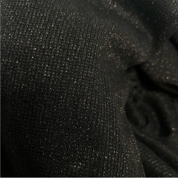 Free People Black Metallic Glam Drop Shoulder Turtleneck Shirt/Sweater Sz M - Picture 6 of 9